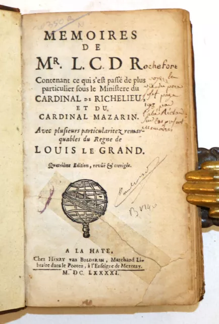 COURTILZ de SANDRAS - Mémoires de Mr L.C.D.R. - La Haye, 1691 -  Provenance rare