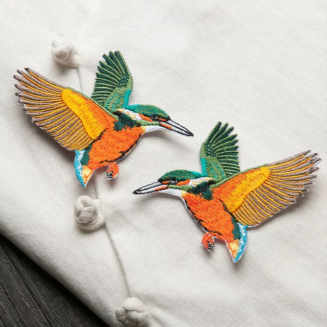 2Pcs Bird Embroidery Iron on Patches for Clothing Vogel Aufnäher Applique DIY