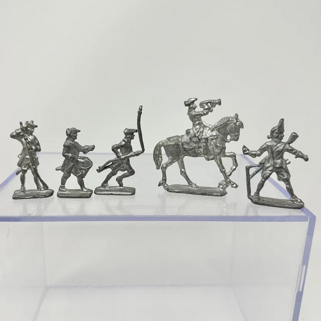 Vintage Lead Figurines (5) British Colonial Soldiers Horse 2”
