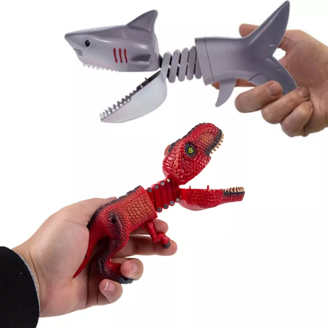 Funny Spoof Shark Telescopic Spring Manipulator Clip Bite Hand Dinosaur Prank'EL