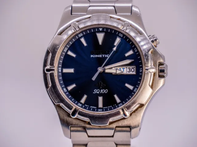 Seiko Kinetic SQ 100 - Vintage watch 90's Sapphlex Crystal 39mm 10 ATM