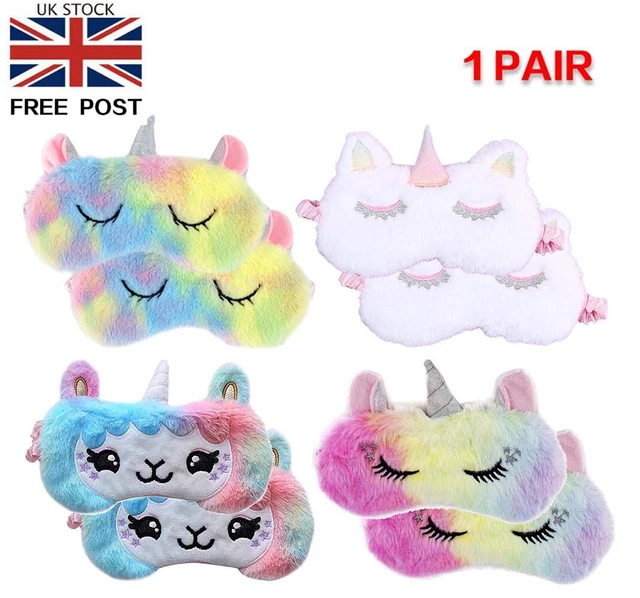 2 X Unicorn Plush Eye mask Travel sleep masks sleeping Children girls kids Gift