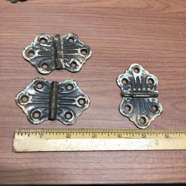 3 VINTAGE Antique Art Deco Cabinet Hinges  Decorative Hardware