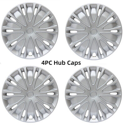 15" Set of 4 fit R15 Tire & Steel Rim Snap On Full Hub Caps Silver Wheel Covers