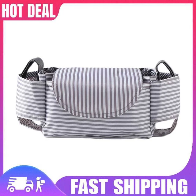 Baby Stroller Bag Storage Multi-function Bottle And Cup Holder (Stripes)