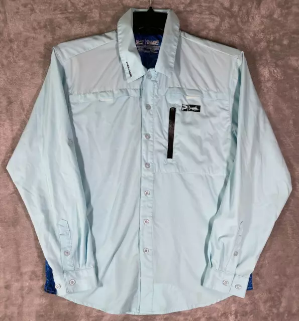 Pelagic Eclipse Guide Pro Series Vented Fishing Button Down Mens Size Small Blue