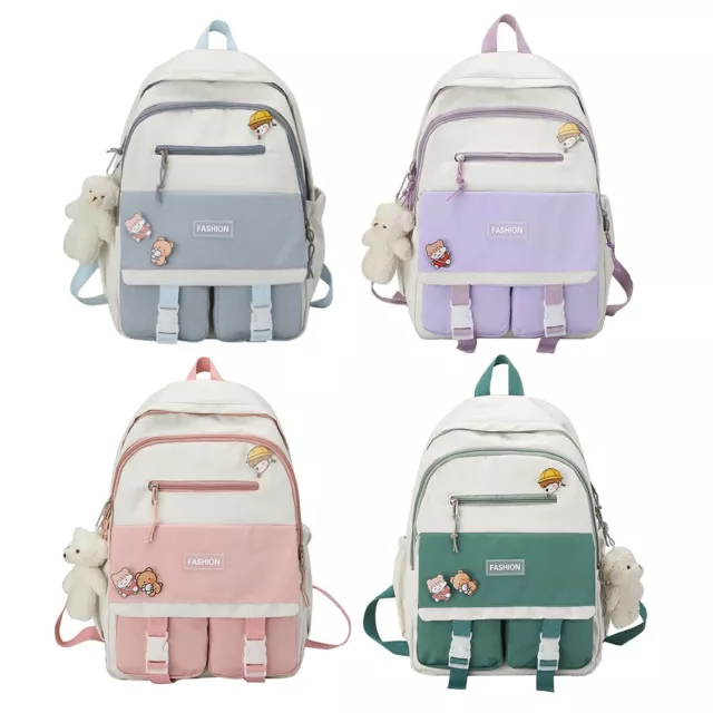 Large Girl Teens Cute Student Backpack kawaii Stylish Patchwork School Bag Women