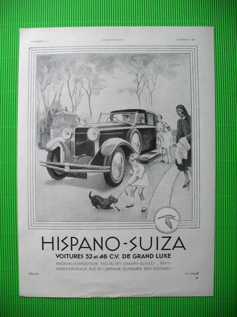 Hispano Swisse Automobile Press Release Illustration Leon Fauret Ad 1933