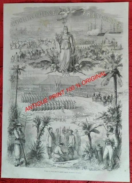 Indochine Cochinchine Colony Prisonnier Guerre France 1862 Gravure Antique Print