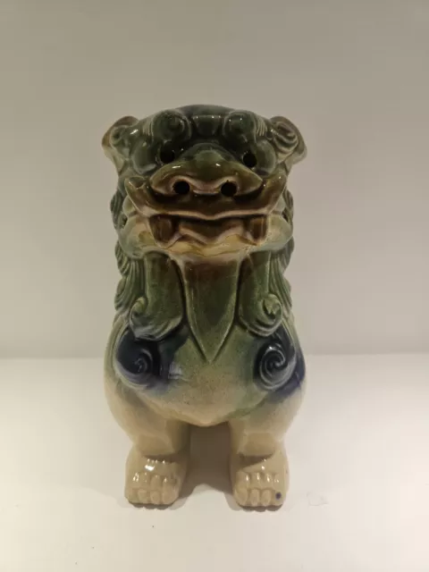 Vintage Majolica Ceramic Chinese Foo Dogs Pair 2