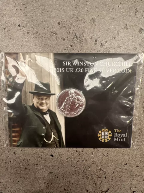 Sir Winston Churchill 2015 UK £20 Fine Silver Coin Royal Mint. Sealed