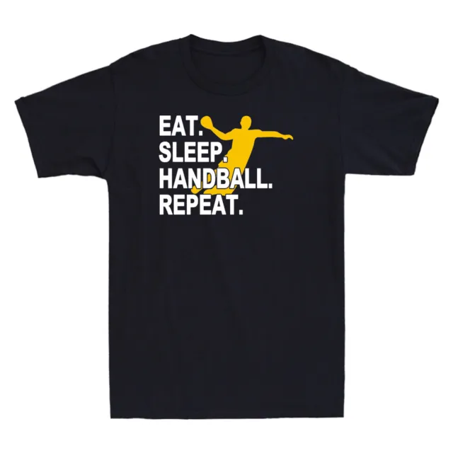Eat Sleep Handball Repeat Funny Handball Lovers Gift Novelty Men's T-Shirt Black