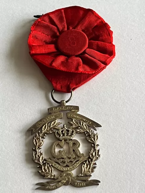 👍Rare 1911 George V Coronation Silver Medal For British In Batavia Dutchcolony