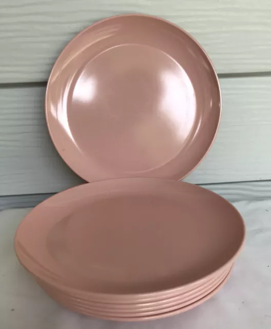 LOT OF 8 Windsor Melmac SHABBY CHIC PINK 7" SALAD Plates Melamine MCM 407