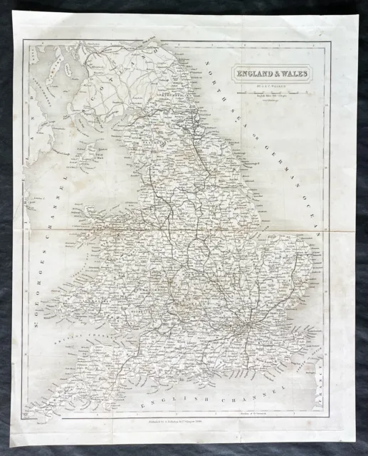 1840 J & C Walker Large Antique Railway Map of England & Wales