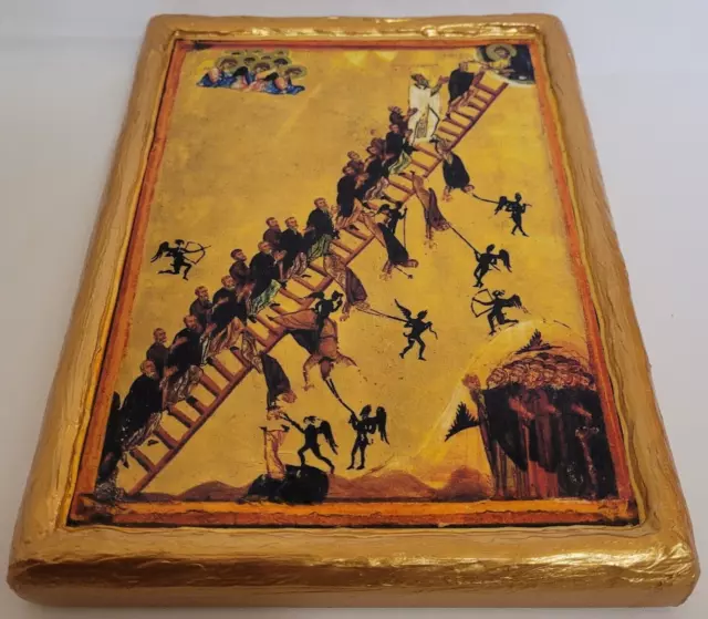 The ladder of Divine Mt. Sinai Byzantine Greek Eastern Orthodox Icon on Wood 102 3