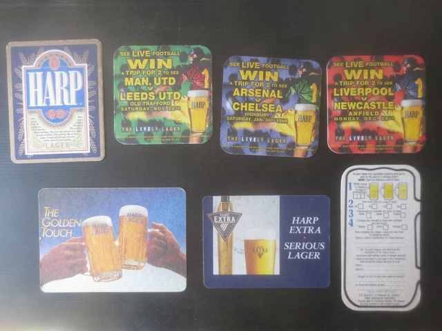 7 different HARP LAGER Overseas Brewery collectable BEER Coasters HA2