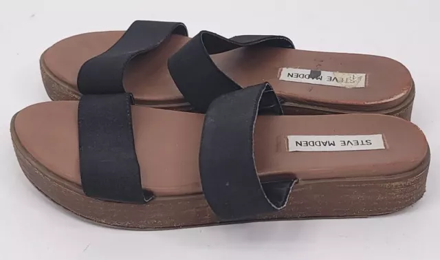 Steve Madden Womens Size 8.5 Slide Sandal Platforms Brown Black Open Toe Shoes