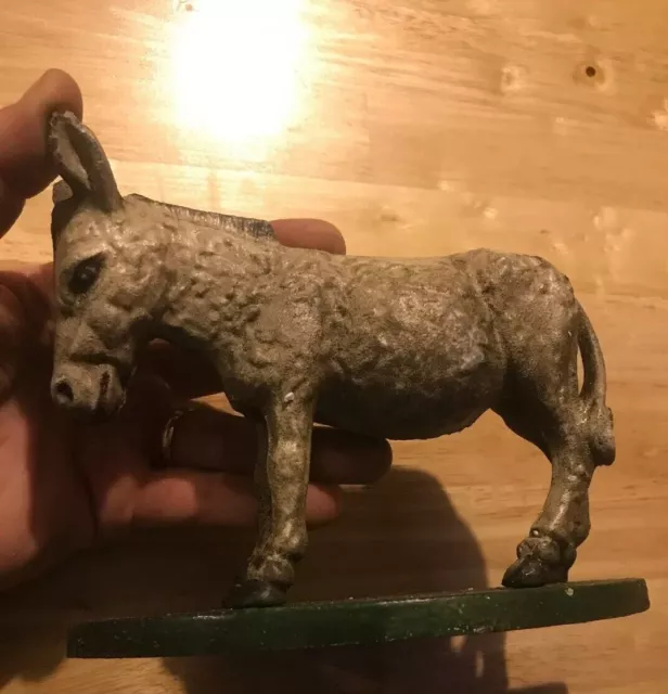 Donkey Jackass Door Stop Cast Iron Mule Metal Patina Man Cave Decor GIFT 3+ LBS!