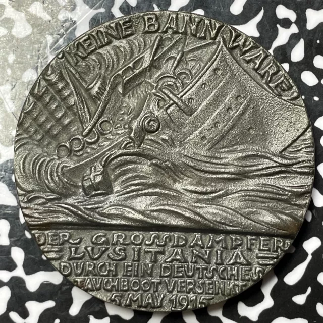1915 Germany Sinking Of Lusitania Karl Goetz Medal Lot#OV881 British Restrike