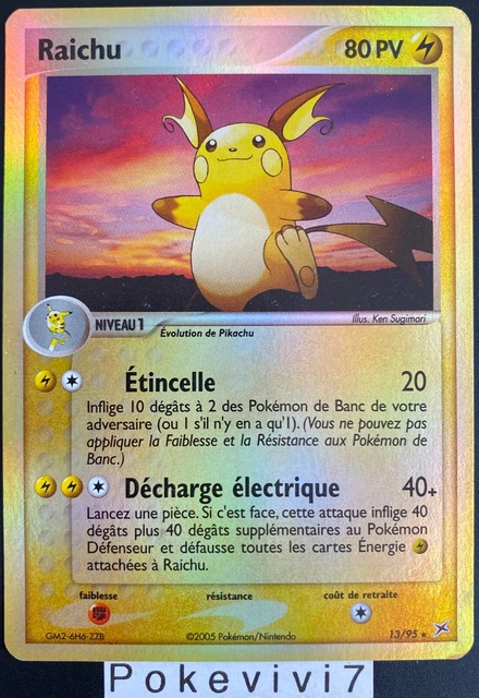 Pokemon Card RAICHU 13/95 Rare REVERSE Block EX Team Aqua VS Team Magma FR