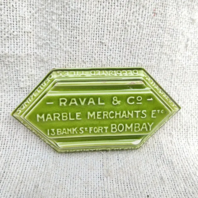 1940s Vintage Raval Co Marble Merchants Advertising Hexagonal Ceramic Tile