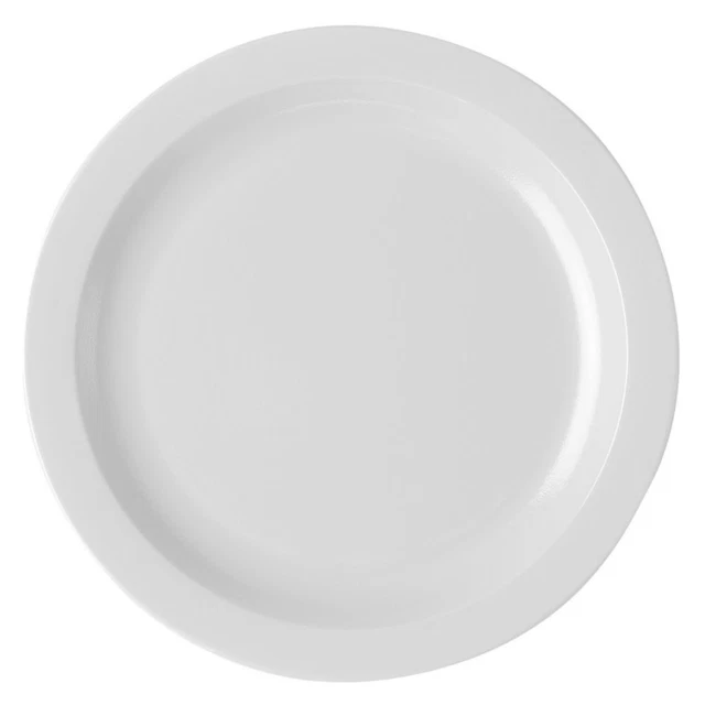 Cambro 10CWNR148 White Camwear Narrow Rim 10" Plate - 48 / CS