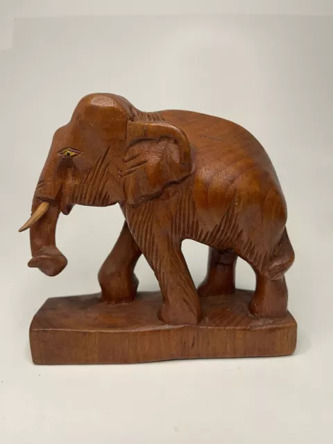 VTG Hand Carved Wooden Asian Elephant