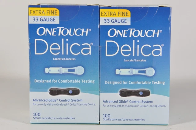 200 lancetas de delicadeza calibre 33 extra finas con un toque sin abrir
