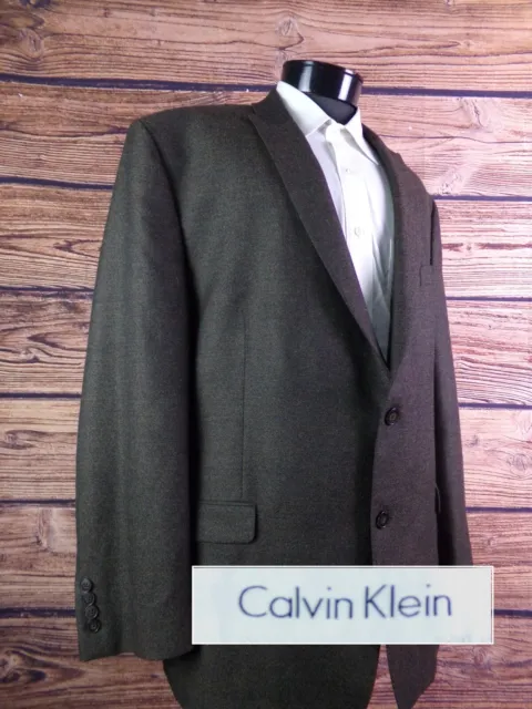Calvin Klein Blazer Mens Sport Coat 50R Jacket Two Button Brown Wool