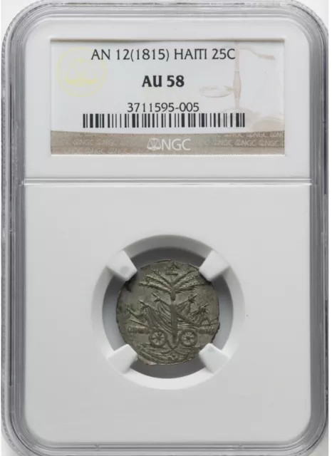 Haiti AN 12 ( 1815 ) 25 cents NGC AU 58