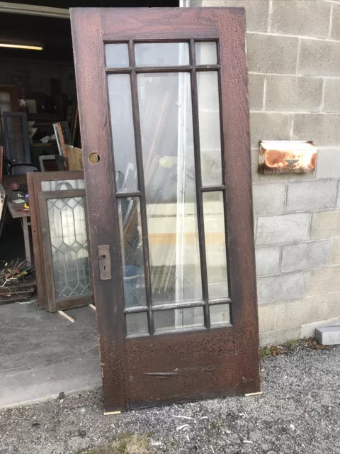 Mark J 11 01 Antique oak beveled glass entrance door 34 x 80 x 1.75