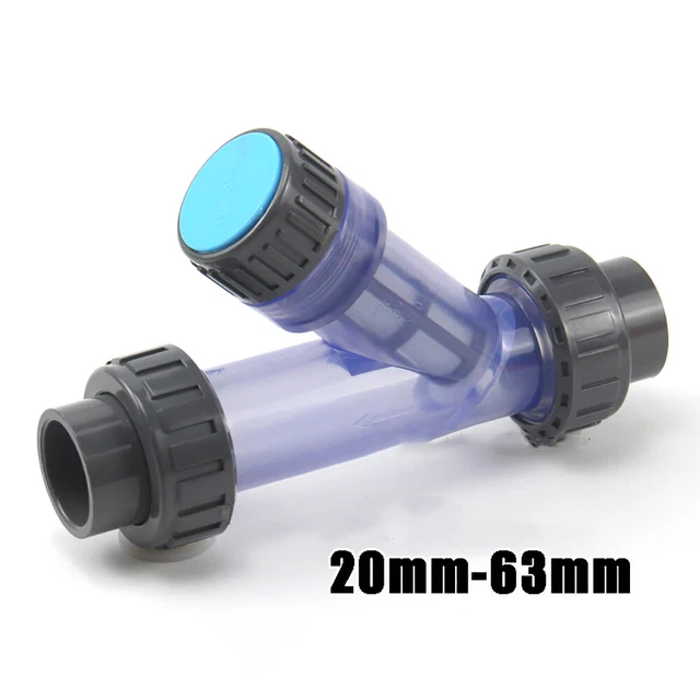 PVC INLINE Y Strainer / Filter Metric 20 25 32 40 50 63mm Clear Body