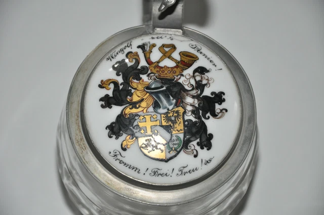Studentika Bierkrug Wingolf Erlangen 1921 Studentenkrug ANTIK Sannwald Filzer