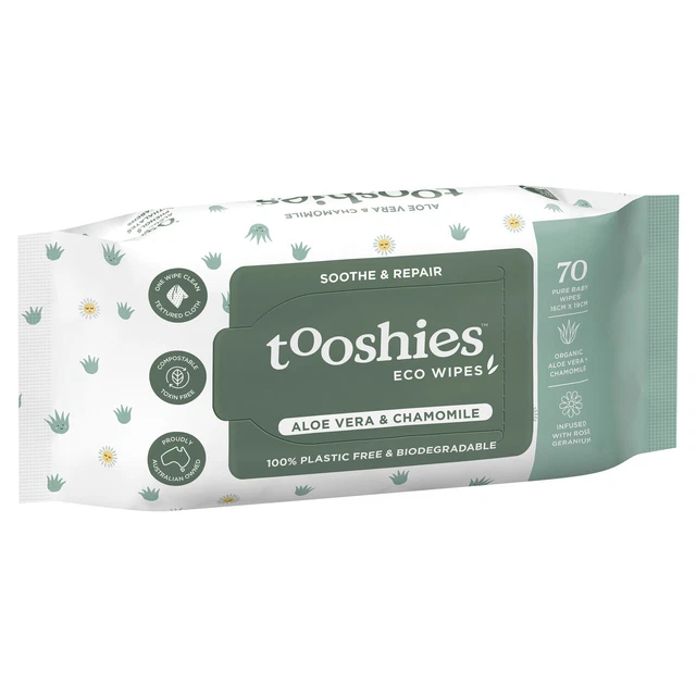 tooshies ECO Wipes Aloe Vera & Chamomile Baby Wipes 70pk