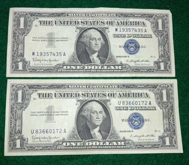 One Dollar Bill Series 1957 B WASHINGTON D.C BLUE SEAL