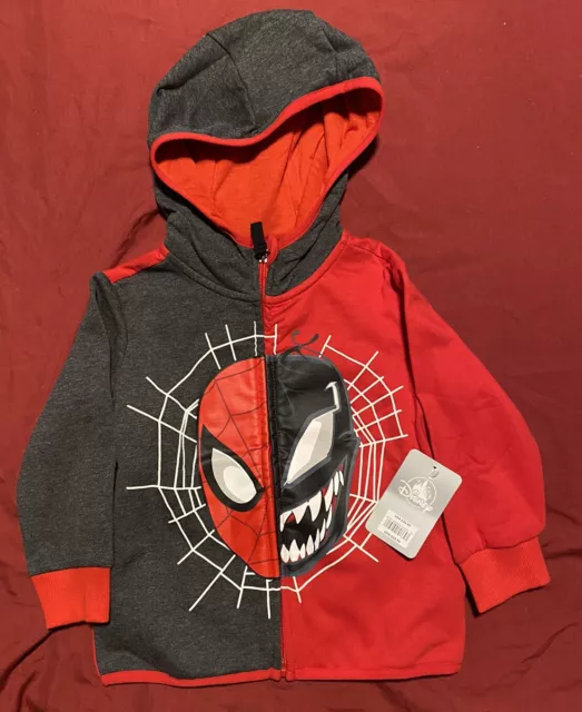 Disney Marvel Spiderman Venom Hooded Zip Up Size 2 Toddler