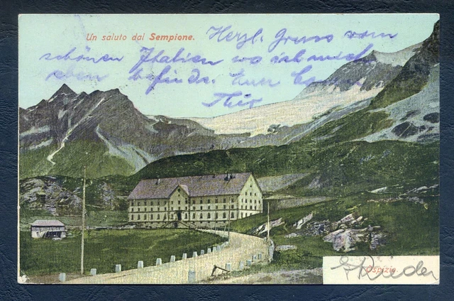 f678   CARTOLINA Ospizio un saluto dal Sempione 1906++++