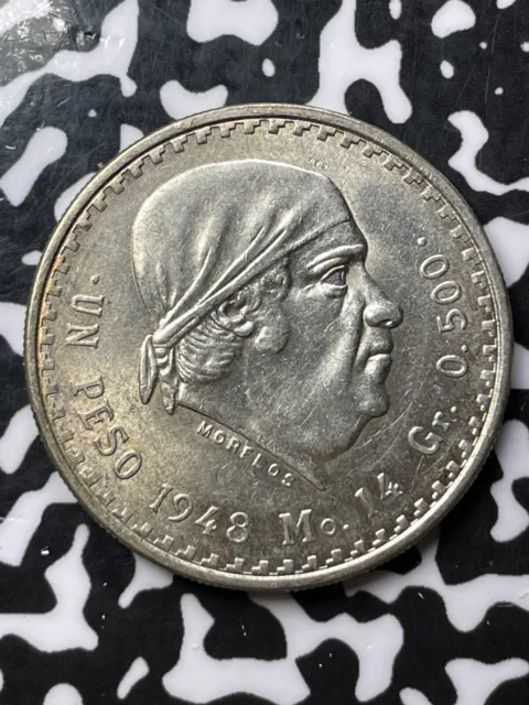 1948 Mexico 1 Peso Lot#JP31 Silver! High Grade! Beautiful!