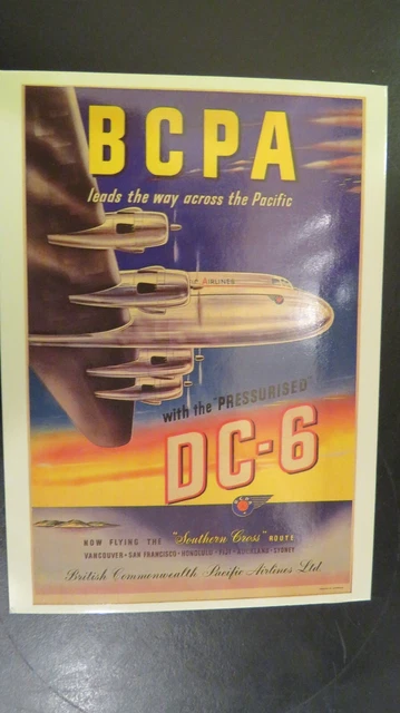 BCPA British Commonwealth Pacific Airlines Douglas DC-6  Replica Postcard