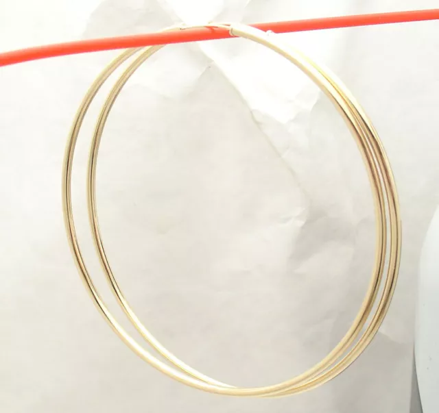 2mm X 70mm 2 3/4" Large Plain Shiny Endless Hoop Earrings REAL 14K Yellow Gold