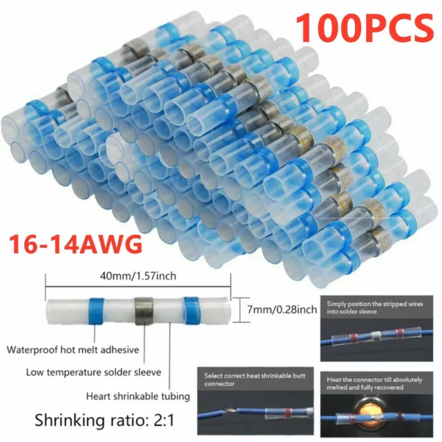 100x Lötverbinder 1,50 - 2,50mm² blau Kleber Schrumpfverbinder Quetschverbinder