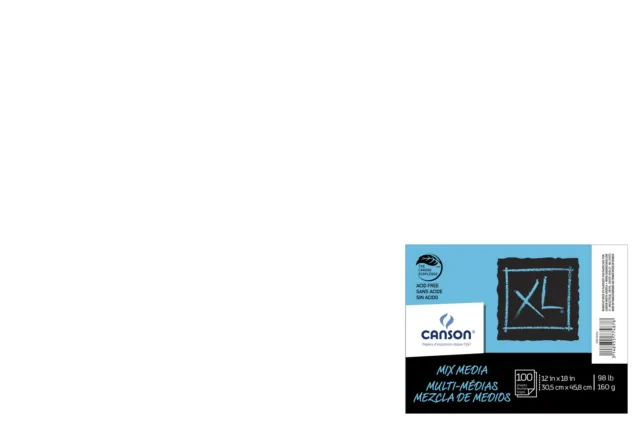 Papel multimedia mixto Canson XL, 98 lb, 12 x 18 pulgadas, 100 hojas
