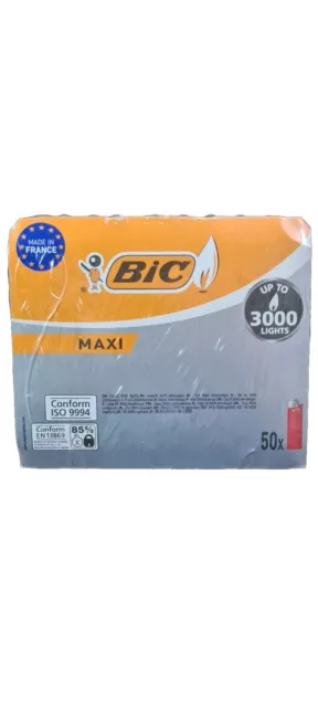 Accendini Bic Maxi Grandi A Pietrina Confezione 50 Pezzi Scatola