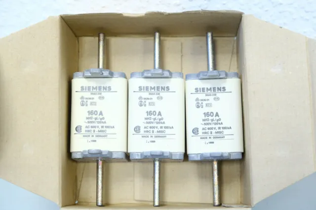 3x Siemens 3NA7 236 Insert Fusible 160A 500V