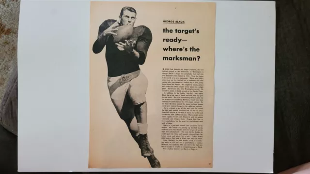 George Black University of Washington 1953 Football SWYB Player Sheet
