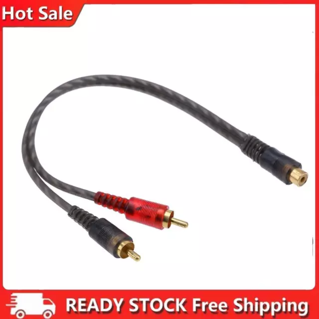 10pc 27cm 1 RCA Female to 2 RCA Male Splitter Cable for Car Audio System