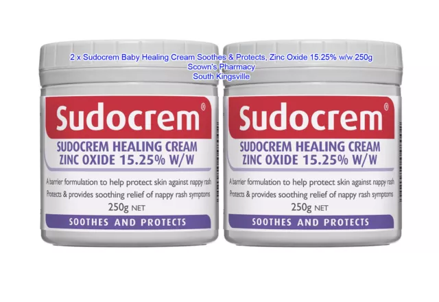 2 x Sudocrem Baby Healing Cream Soothes Protects, Zinc Oxide 15.25% 250g = 0.5kg