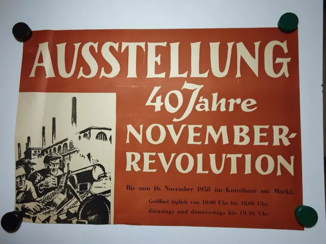 Plakat Ausstellung 40 Jahre Novemberrevolution Karl-Marx-Stadt 1958 Original DDR