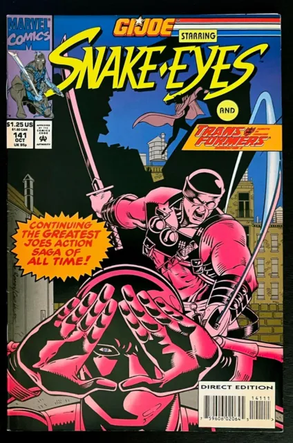 G.I. Joe #141 Low Print Run Snake Eyes Cover Marvel Comics 1993